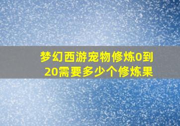 梦幻西游宠物修炼0到20需要多少个修炼果