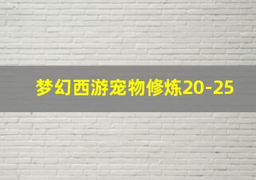 梦幻西游宠物修炼20-25