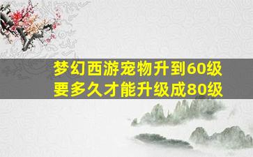 梦幻西游宠物升到60级要多久才能升级成80级