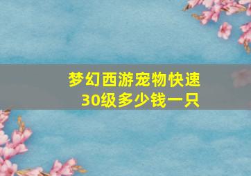 梦幻西游宠物快速30级多少钱一只