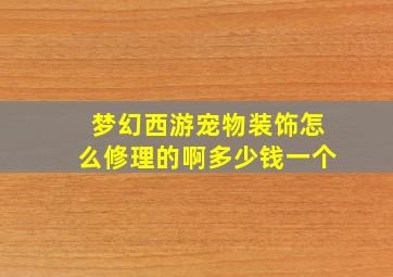 梦幻西游宠物装饰怎么修理的啊多少钱一个