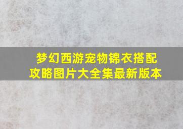 梦幻西游宠物锦衣搭配攻略图片大全集最新版本