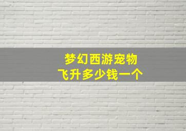 梦幻西游宠物飞升多少钱一个