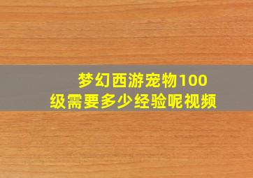 梦幻西游宠物100级需要多少经验呢视频