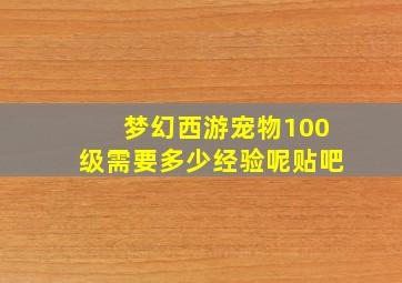 梦幻西游宠物100级需要多少经验呢贴吧