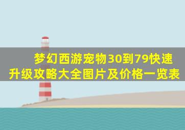 梦幻西游宠物30到79快速升级攻略大全图片及价格一览表