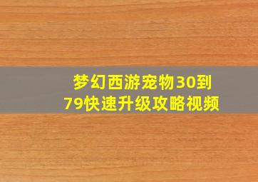 梦幻西游宠物30到79快速升级攻略视频