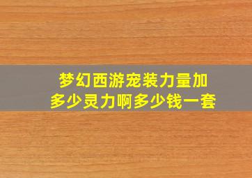 梦幻西游宠装力量加多少灵力啊多少钱一套
