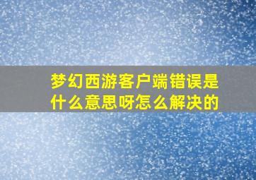 梦幻西游客户端错误是什么意思呀怎么解决的