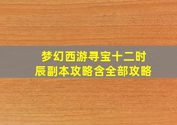 梦幻西游寻宝十二时辰副本攻略含全部攻略