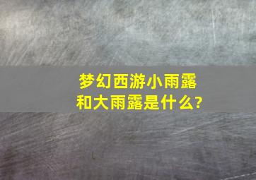 梦幻西游小雨露和大雨露是什么?