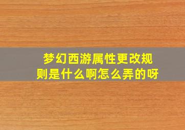 梦幻西游属性更改规则是什么啊怎么弄的呀