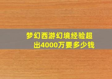 梦幻西游幻境经验超出4000万要多少钱