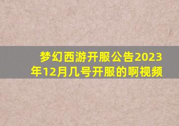 梦幻西游开服公告2023年12月几号开服的啊视频