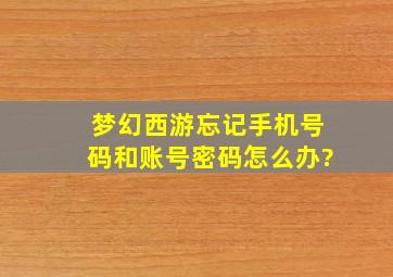 梦幻西游忘记手机号码和账号密码怎么办?