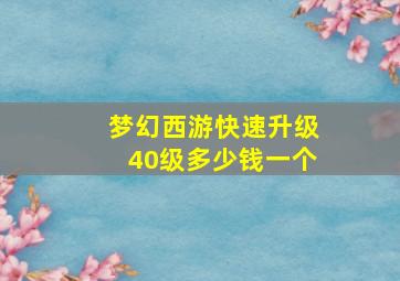 梦幻西游快速升级40级多少钱一个