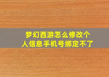 梦幻西游怎么修改个人信息手机号绑定不了