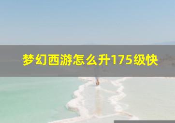 梦幻西游怎么升175级快