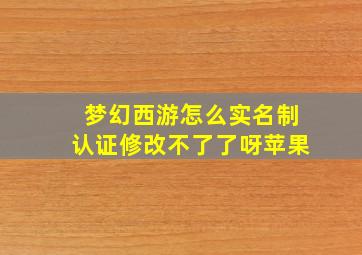 梦幻西游怎么实名制认证修改不了了呀苹果