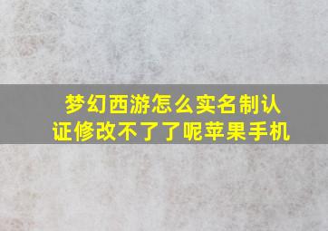 梦幻西游怎么实名制认证修改不了了呢苹果手机