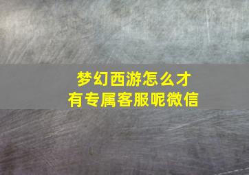 梦幻西游怎么才有专属客服呢微信