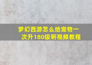 梦幻西游怎么给宠物一次升180级啊视频教程