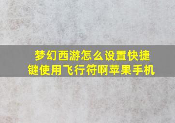 梦幻西游怎么设置快捷键使用飞行符啊苹果手机