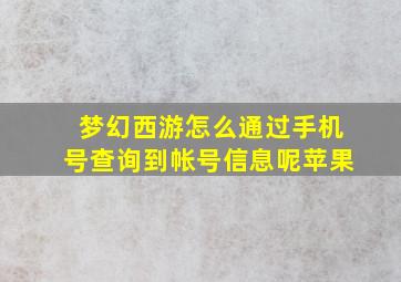 梦幻西游怎么通过手机号查询到帐号信息呢苹果