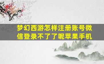 梦幻西游怎样注册账号微信登录不了了呢苹果手机