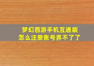 梦幻西游手机互通版怎么注册账号弄不了了