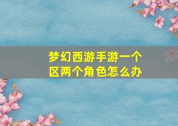 梦幻西游手游一个区两个角色怎么办