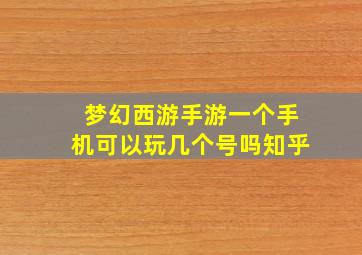 梦幻西游手游一个手机可以玩几个号吗知乎