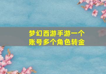 梦幻西游手游一个账号多个角色转金