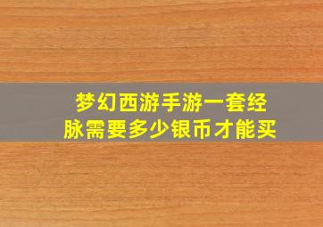 梦幻西游手游一套经脉需要多少银币才能买