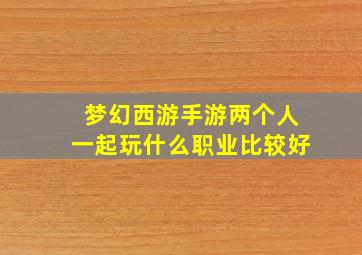 梦幻西游手游两个人一起玩什么职业比较好