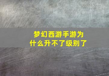 梦幻西游手游为什么升不了级别了