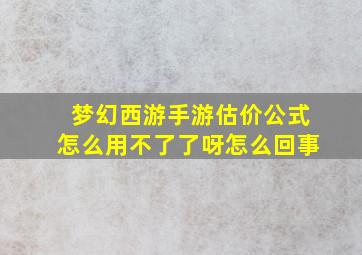 梦幻西游手游估价公式怎么用不了了呀怎么回事