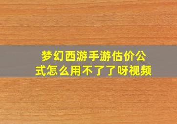 梦幻西游手游估价公式怎么用不了了呀视频