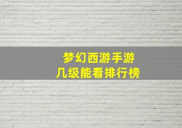 梦幻西游手游几级能看排行榜