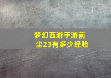 梦幻西游手游前尘23有多少经验