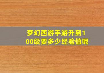 梦幻西游手游升到100级要多少经验值呢