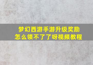 梦幻西游手游升级奖励怎么领不了了呀视频教程