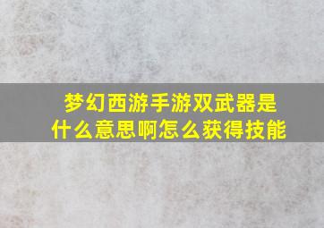 梦幻西游手游双武器是什么意思啊怎么获得技能