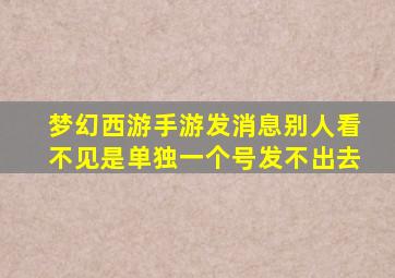 梦幻西游手游发消息别人看不见是单独一个号发不出去