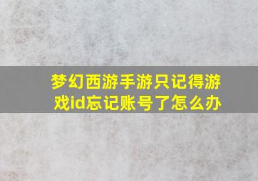 梦幻西游手游只记得游戏id忘记账号了怎么办