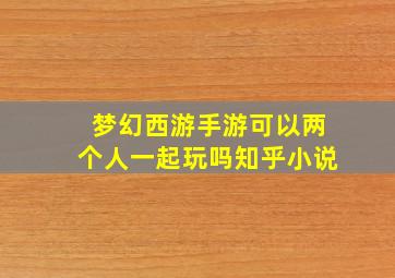 梦幻西游手游可以两个人一起玩吗知乎小说