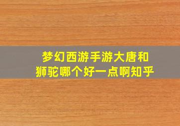 梦幻西游手游大唐和狮驼哪个好一点啊知乎