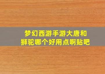 梦幻西游手游大唐和狮驼哪个好用点啊贴吧