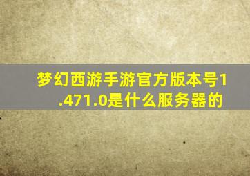 梦幻西游手游官方版本号1.471.0是什么服务器的