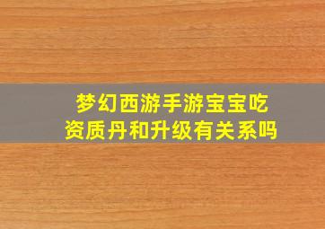 梦幻西游手游宝宝吃资质丹和升级有关系吗